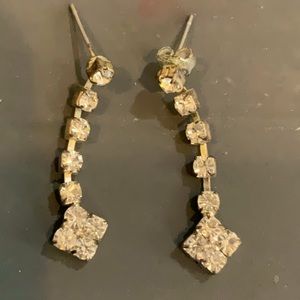 Dangle silver rhinestone drop earrings